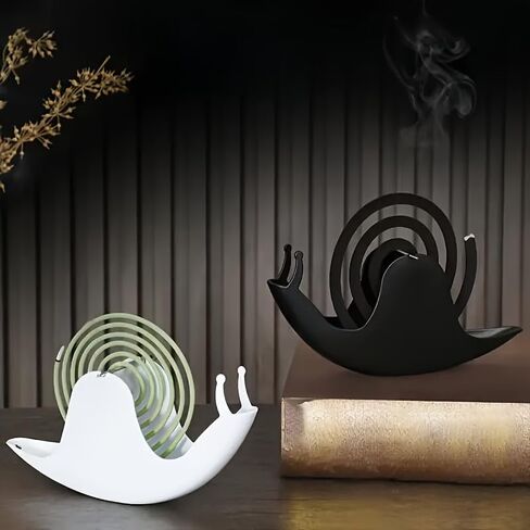 حامل بخور قطعة واحدة على شكل حلزون بتصميم حلزوني إبداعي حامل عطري للديكور المنزلي والمكتب، أسود in Kuwait