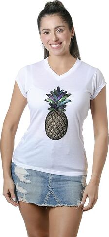 Women's Short Sleeve Sequins Patch T-Shirt Casual Top in Saudi Arabia