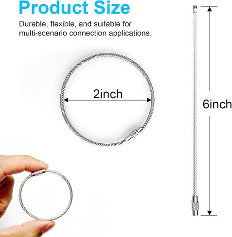 15 Pack 6 Inch Stainless Steel Wire Keychain Cables with Plastic Sleeve, Heavy Duty Wire Key Rings Loops for Luggage Tags ID Tag Keepers Keys Kitchen Utensils Duster in Saudi Arabia