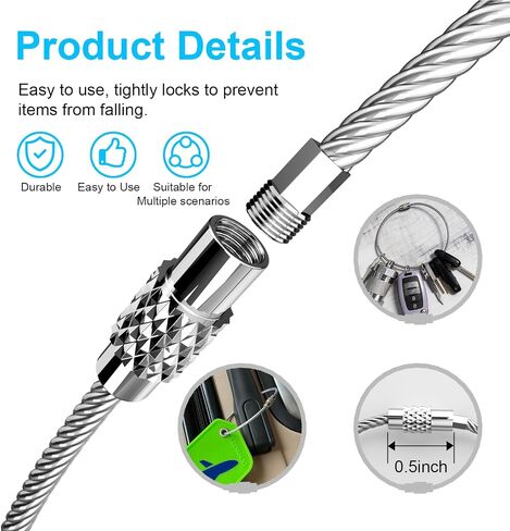 15 Pack 6 Inch Stainless Steel Wire Keychain Cables with Plastic Sleeve, Heavy Duty Wire Key Rings Loops for Luggage Tags ID Tag Keepers Keys Kitchen Utensils Duster in Saudi Arabia