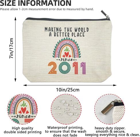 15 Year Old Girl Gift Ideas, 15th Birthday Gifts for Teenage Girls, Funny 2011 Birthday Decorations Makeup Bags for Sister, Daughter, Niece, Christmas, Best Cosmetic Travel Pouch for Teen Girls Stuff in Saudi Arabia