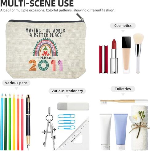15 Year Old Girl Gift Ideas, 15th Birthday Gifts for Teenage Girls, Funny 2011 Birthday Decorations Makeup Bags for Sister, Daughter, Niece, Christmas, Best Cosmetic Travel Pouch for Teen Girls Stuff in Saudi Arabia