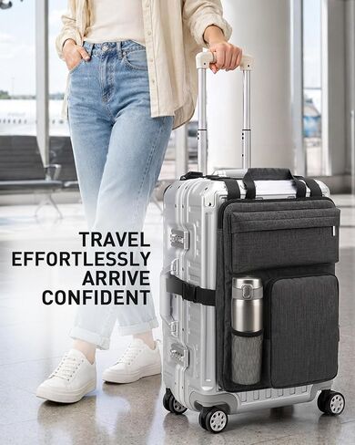 BS-VOG Over Luggage Organizer for Carry On Bag with Cup Holder, Travel Organizer for Suitcase, Adjustable Straps Suitcase Bag, Carry On Storage for Laptop, Fits 20-28 Inch Luggage in Saudi Arabia