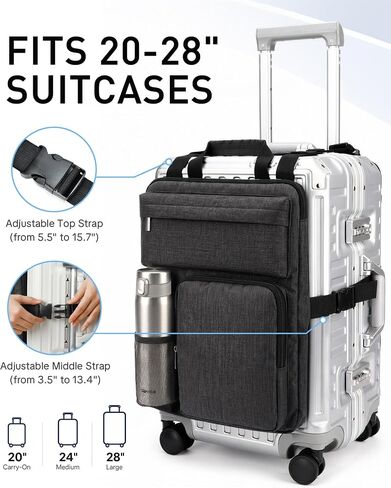 BS-VOG Over Luggage Organizer for Carry On Bag with Cup Holder, Travel Organizer for Suitcase, Adjustable Straps Suitcase Bag, Carry On Storage for Laptop, Fits 20-28 Inch Luggage in Saudi Arabia
