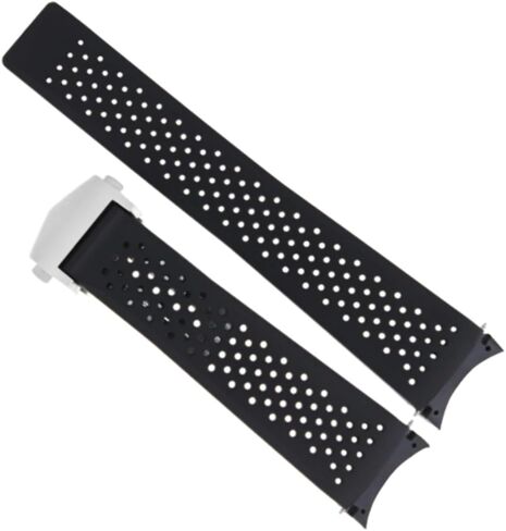 Ewatchparts 22mm Rubber Band Strap Compatible With Tag Heuer Grand Carrera Calibre 5 With Clasp Black in Saudi Arabia