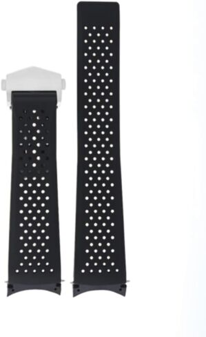 Ewatchparts 22mm Rubber Band Strap Compatible With Tag Heuer Grand Carrera Calibre 5 With Clasp Black in Saudi Arabia