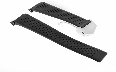 Ewatchparts 22mm Rubber Band Strap Compatible With Tag Heuer Grand Carrera Calibre 5 With Clasp Black in Saudi Arabia