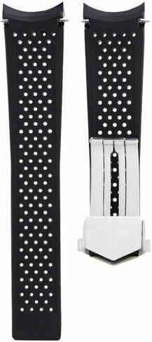 Ewatchparts 22mm Rubber Band Strap Compatible With Tag Heuer Grand Carrera Calibre 5 With Clasp Black in Saudi Arabia