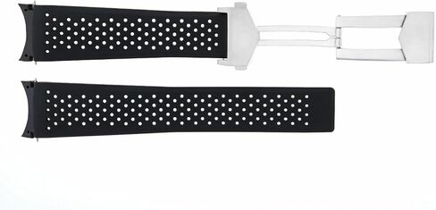 Ewatchparts 22mm Rubber Band Strap Compatible With Tag Heuer Grand Carrera Calibre 5 With Clasp Black in Saudi Arabia