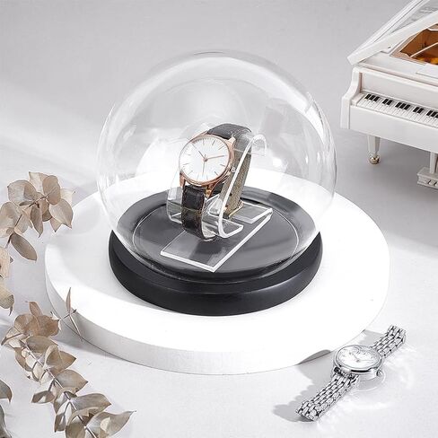 PH PadnaHall Glass Dome Display Case Acrylic Watch Display Stand Acrylic Bracelet Display Rack Jewelry Holder Stand for Men Women Watch Display, 5.3x5.1 inch in Kuwait
