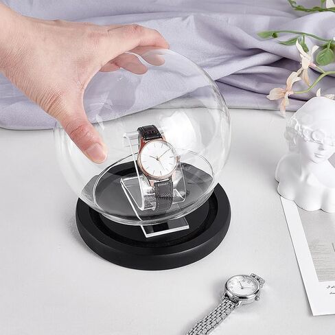 PH PadnaHall Glass Dome Display Case Acrylic Watch Display Stand Acrylic Bracelet Display Rack Jewelry Holder Stand for Men Women Watch Display, 5.3x5.1 inch in Kuwait