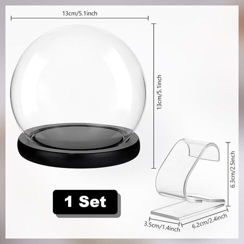 PH PadnaHall Glass Dome Display Case Acrylic Watch Display Stand Acrylic Bracelet Display Rack Jewelry Holder Stand for Men Women Watch Display, 5.3x5.1 inch in Kuwait