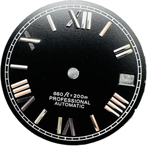Wikene Watch Replacement dial 28.5mm Watch Dial with Calendar Window Roman Numerals Watch Faces for NH35 for 4R35 Mechanical Movement in Saudi Arabia