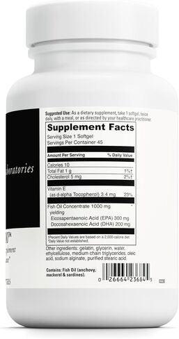 DaVinci Labs Omega-3 1000 - Dietary Supplement to Maintain Already Normal Cholesterol Levels and Support Immune System, Hair and Skin* - Gluten-Free - 90 Enteric Coated Softgels in Kuwait