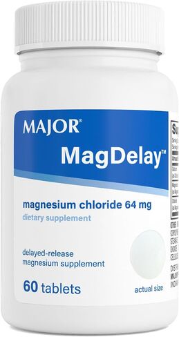 Major MagDelay Magnesium Chloride 64 mg - Delayed-Release Magnesium Supplement - Dietary Supplement - 60 Tablets in Saudi Arabia