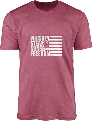 USA Graphic T-Shirt for Men, Women, Unisex - Whiskey, Steak, Guns & Freedom Tee - Standard Fit Short Sleeve Top in Saudi Arabia