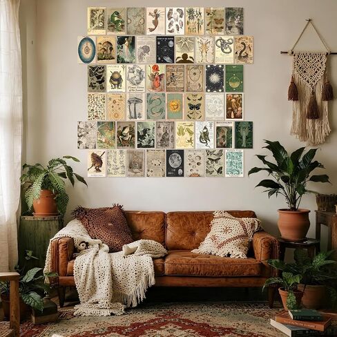 Vodefoad Vintage Fairycore Decor - 50pcs Fairy Room Decor Aesthetic Pictures 4"x6" Earthy Forest Animal Wall Art Prints Retro Grunge Fairy Wall Collage Kit Nature Cottagecore Mushroom Pictures for Dorm Bedroom in Saudi Arabia