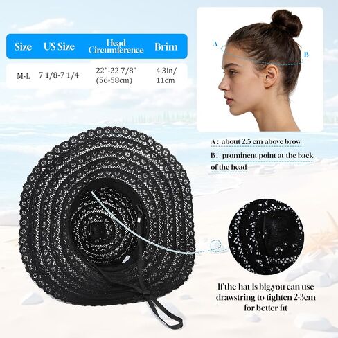 Oweisong Beach Hats for Women Summer Sun Hat Floppy Packable Wide Brim Lace Hats for Vacation Travel in Saudi Arabia