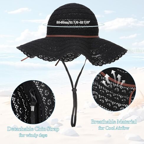 Oweisong Beach Hats for Women Summer Sun Hat Floppy Packable Wide Brim Lace Hats for Vacation Travel in Saudi Arabia