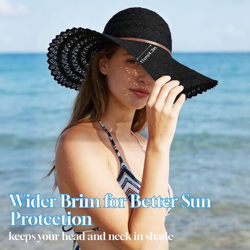 Oweisong Beach Hats for Women Summer Sun Hat Floppy Packable Wide Brim Lace Hats for Vacation Travel in Saudi Arabia
