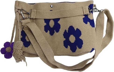 Handmade Crochet Flower Tote Women Large Capacity Crochet Handbags Boho Floral Woven Beach Bags with Cute Charm for Summer in Kuwait