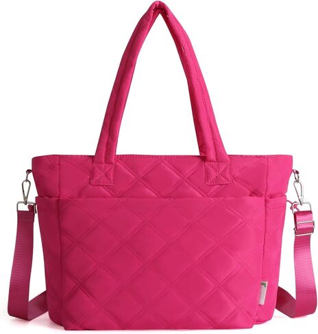 Rueesh Lightweight Puffer Tote Bag with Zipper for Women, Quilted Shoulder Bag with Compartments for Travel, Work, Shopping in Saudi Arabia