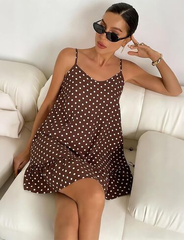 FOMELY Women's Summer Polka Dot Dress 2026 Sleeveless Mini Dress with Ruffle Hem Casual Going Out Vacation Short Dress in Kuwait