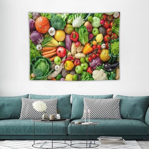 ZhiRain Fresh Fruits Vegetables Tapestry Wall Hanging Organic Food Background Tapestries Home Decor for Kitchen Farmhouse Living Room Bedroom Dorm 30"x40" in Kuwait
