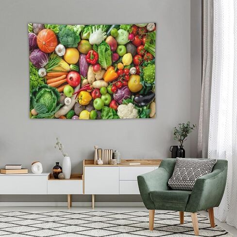 ZhiRain Fresh Fruits Vegetables Tapestry Wall Hanging Organic Food Background Tapestries Home Decor for Kitchen Farmhouse Living Room Bedroom Dorm 30"x40" in Kuwait