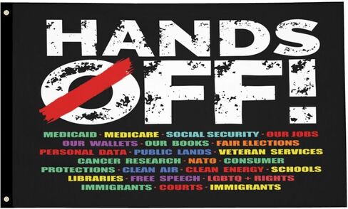 Hands Off Protest Social Security & Medicare Flag – 3x5 Ft Outdoor/Indoor Durable Polyester Tapestry Vivid Color Fade Resistant-Sided with Brass Grommets – Made in USA Rally & Activism Decor in Kuwait