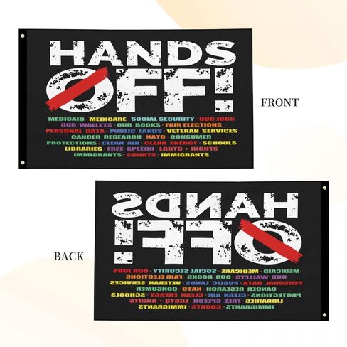 Hands Off Protest Social Security & Medicare Flag – 3x5 Ft Outdoor/Indoor Durable Polyester Tapestry Vivid Color Fade Resistant-Sided with Brass Grommets – Made in USA Rally & Activism Decor in Kuwait