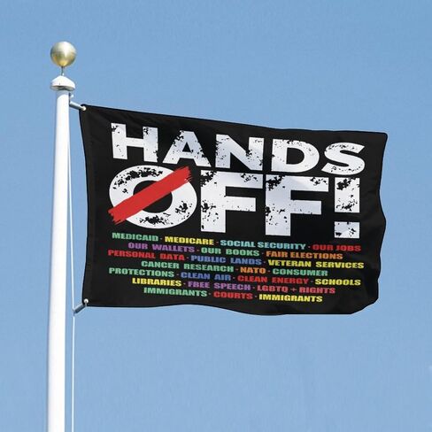 Hands Off Protest Social Security & Medicare Flag – 3x5 Ft Outdoor/Indoor Durable Polyester Tapestry Vivid Color Fade Resistant-Sided with Brass Grommets – Made in USA Rally & Activism Decor in Kuwait
