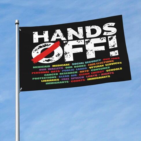 Hands Off Protest Social Security & Medicare Flag – 3x5 Ft Outdoor/Indoor Durable Polyester Tapestry Vivid Color Fade Resistant-Sided with Brass Grommets – Made in USA Rally & Activism Decor in Kuwait