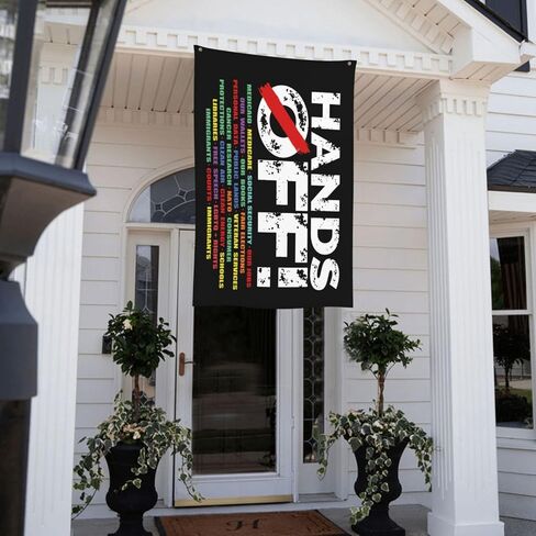 Hands Off Protest Social Security & Medicare Flag – 3x5 Ft Outdoor/Indoor Durable Polyester Tapestry Vivid Color Fade Resistant-Sided with Brass Grommets – Made in USA Rally & Activism Decor in Kuwait