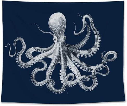 EGBTL Coastal Beach Octopus Tapestry, Octopus Gifts Wall Tapestry for Beach House, Navy Blue Marine Biology Ocean Tapestries Wall Hanging Decor for Home Bedroom Living Room, 50x60 Inches in Saudi Arabia