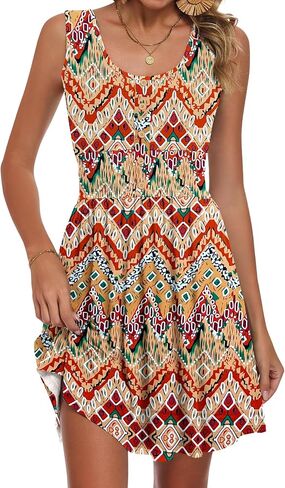 AUSELILY Women’s Button Down Sleeveless Dress Elastic Empire Waist Smocked Mini Dresses 2026 New in Kuwait