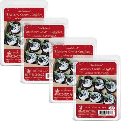 Scentsationals Blueberry Cream Cupcakes Scented Wax Melts - Blueberries, Cheesecake, & Graham Crackers, 10oz (24 Cubes) in Saudi Arabia