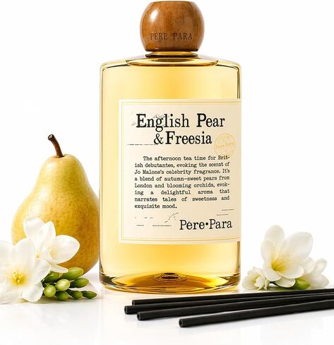 Luxury Hotel Scent Reed Diffuser Rifill 400ml (13.53oz) with 6 Reed Sticks | English Pear & Freesia Scent | Home, Bathroom & Office Decor | Long-Lasting Room Freshener | Premium Gift Set in Saudi Arabia
