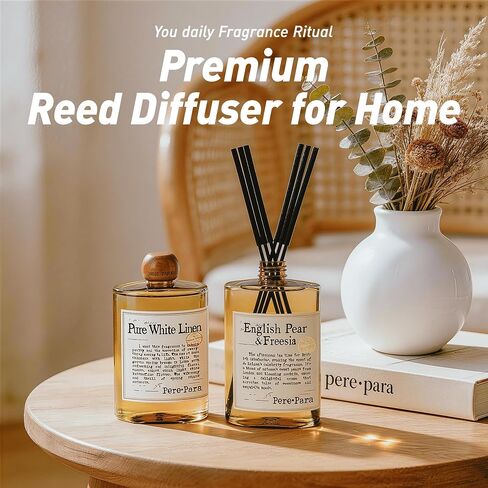Luxury Hotel Scent Reed Diffuser Rifill 400ml (13.53oz) with 6 Reed Sticks | English Pear & Freesia Scent | Home, Bathroom & Office Decor | Long-Lasting Room Freshener | Premium Gift Set in Saudi Arabia