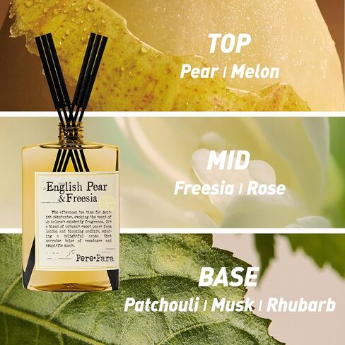 Luxury Hotel Scent Reed Diffuser Rifill 400ml (13.53oz) with 6 Reed Sticks | English Pear & Freesia Scent | Home, Bathroom & Office Decor | Long-Lasting Room Freshener | Premium Gift Set in Saudi Arabia