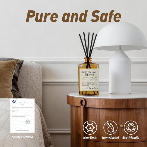 Luxury Hotel Scent Reed Diffuser Rifill 400ml (13.53oz) with 6 Reed Sticks | English Pear & Freesia Scent | Home, Bathroom & Office Decor | Long-Lasting Room Freshener | Premium Gift Set in Saudi Arabia