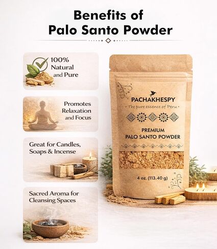 Palo Santo Incense Powder 4 oz Natural from Peru Ethycally Harvested for Smudging and Homemade Incense Bursera Graveolens Wood in Saudi Arabia