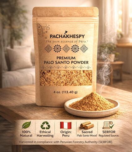 Palo Santo Incense Powder 4 oz Natural from Peru Ethycally Harvested for Smudging and Homemade Incense Bursera Graveolens Wood in Saudi Arabia