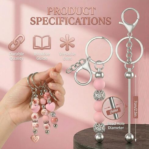 DIY Keychain Bars - Beadable Metal Rod for Custom Keychains, Fashion Accessories & Clothing Decoration Components in Saudi Arabia