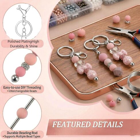 DIY Keychain Bars - Beadable Metal Rod for Custom Keychains, Fashion Accessories & Clothing Decoration Components in Saudi Arabia