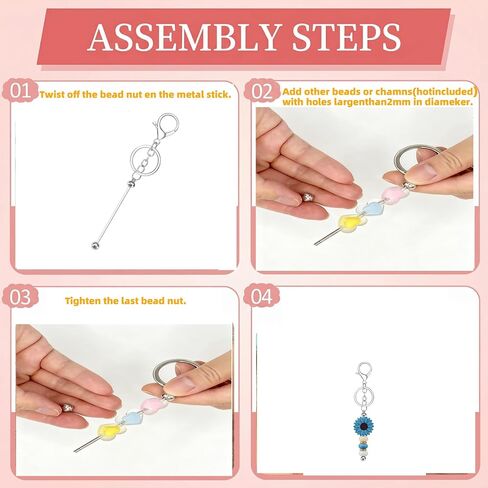 DIY Keychain Bars - Beadable Metal Rod for Custom Keychains, Fashion Accessories & Clothing Decoration Components in Saudi Arabia