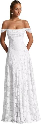 Floral Lace Bridesmaid Dresses Off Shoulder Long Formal Evening Gowns for Women A Line Wedding Guest Dress in Saudi Arabia