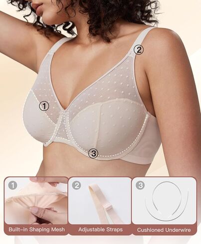 Minimizer Bras for Women Unlined Full Coverage Lace Bra with Supportive Underwire for Large Bust in Saudi Arabia