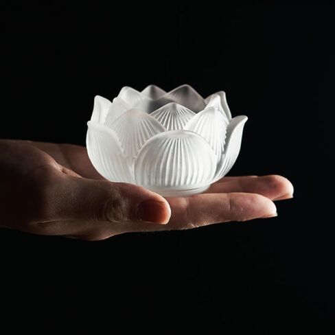 Modern Lotus Flower Incense Burner for Sticks Coil Cones, Handmade Crystal Glass Incense Stick Holder, Ash Catcher Ideal for Incense Burning, Aromatherapy Ornament Home SPA Decor (White) in Kuwait