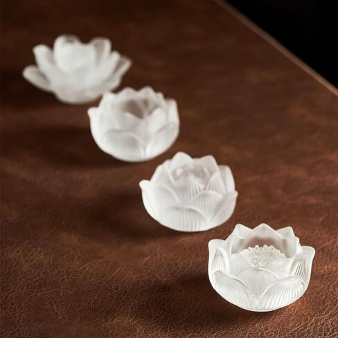 Modern Lotus Flower Incense Burner for Sticks Coil Cones, Handmade Crystal Glass Incense Stick Holder, Ash Catcher Ideal for Incense Burning, Aromatherapy Ornament Home SPA Decor (White) in Kuwait